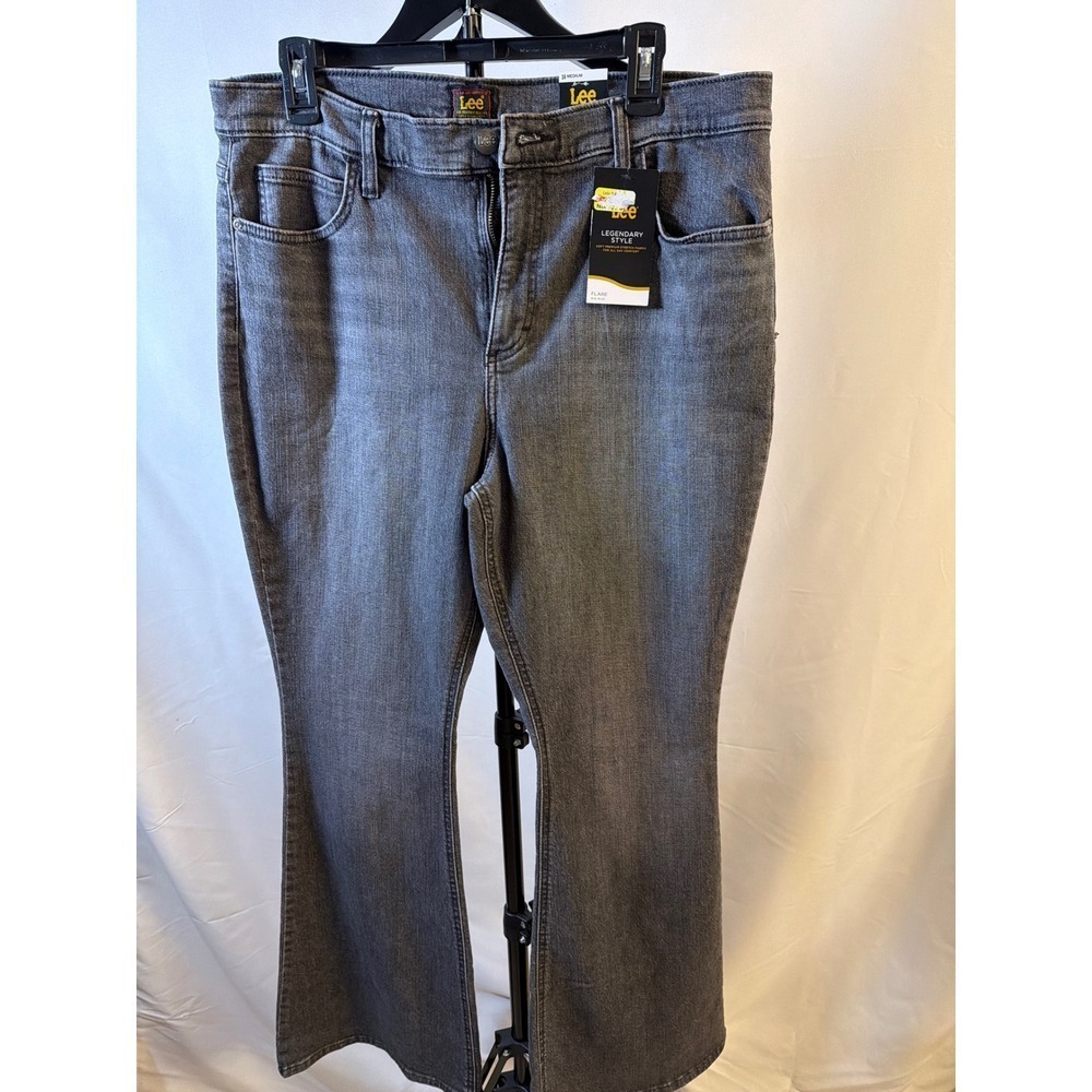 Lee Legendary Style Womens Gray Mid Rise Flare Jeans Size 16 Medium NWT